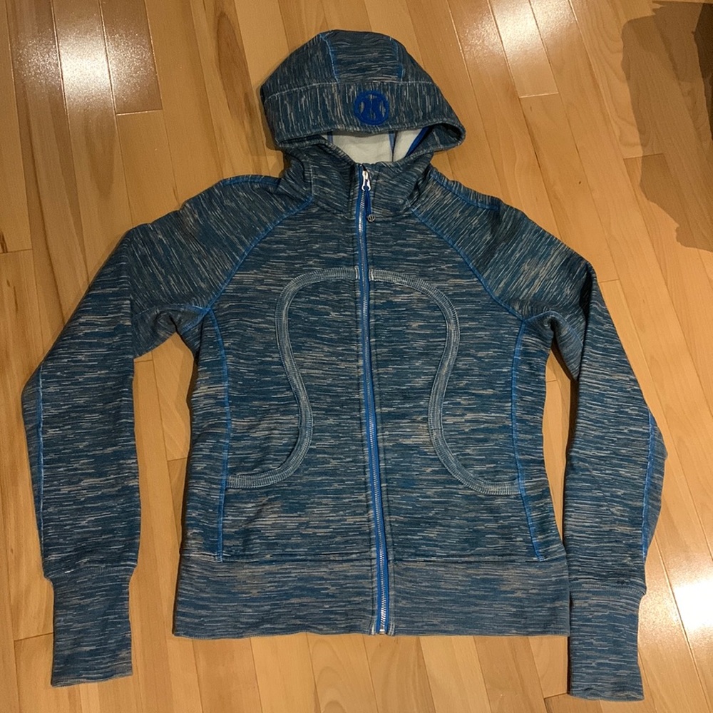 Lululemon Scuba Hoodie Stretch Wee Are From Space Printed Polar Cream Blue -sz10